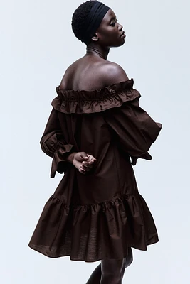 Off-the-Shoulder Poplin Dress