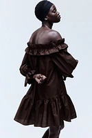 Off-the-Shoulder Poplin Dress