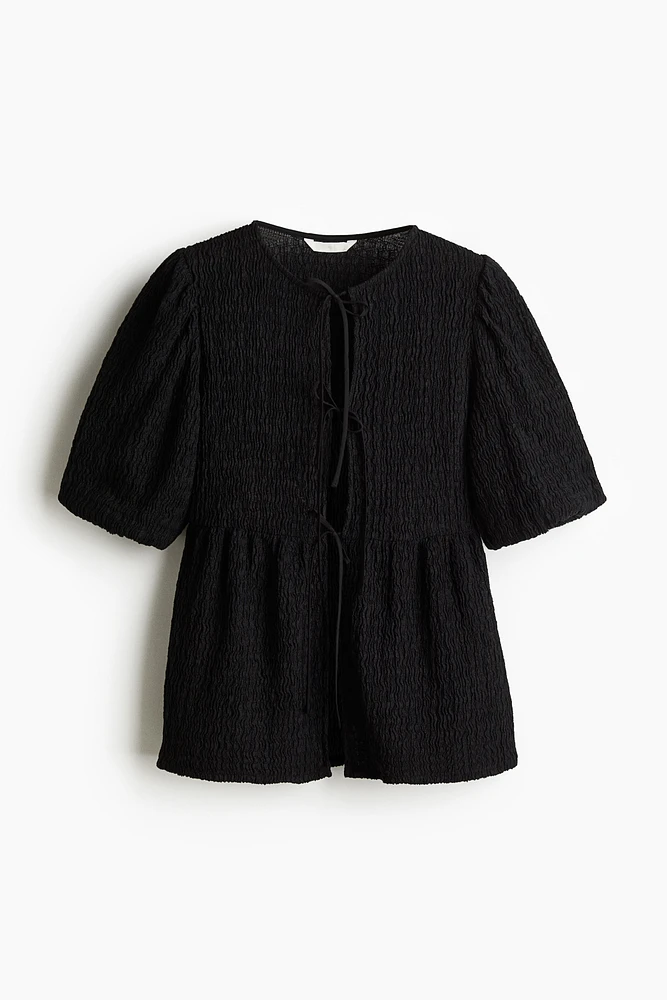 Tie-Front Peplum Top