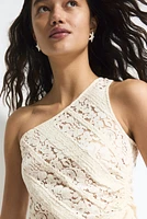 Lace-Detail One-Shoulder Top