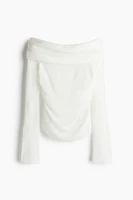 Sheer-Knit Off-the-Shoulder Sweater