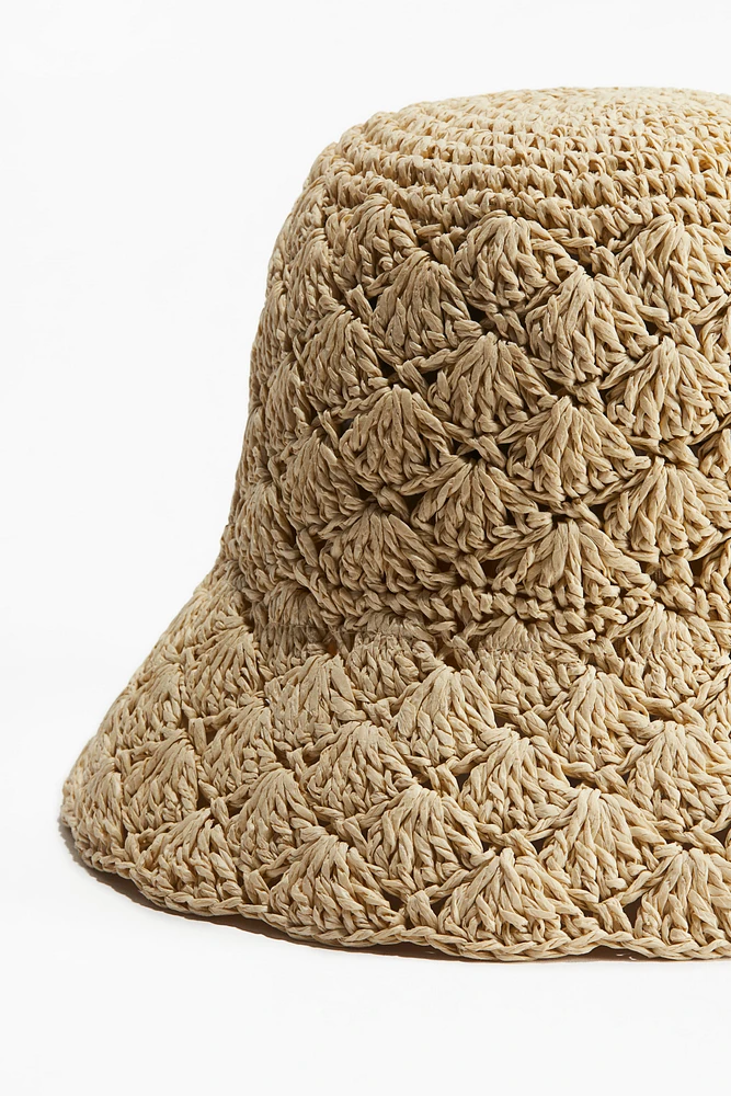 Crocheted Straw Bucket Hat