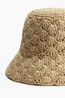 Crocheted Straw Bucket Hat