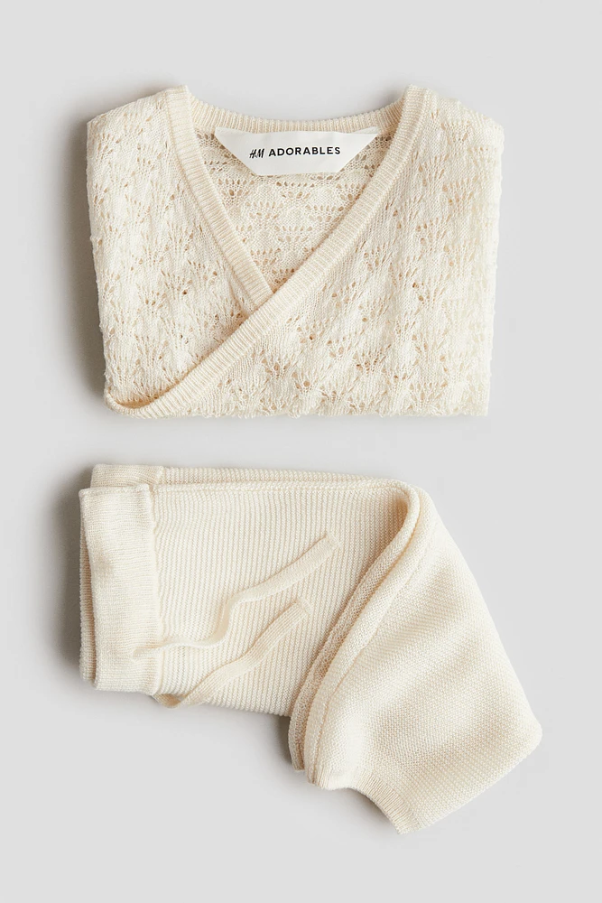 2-Piece Silk-Blend Cardigan and Pants Set