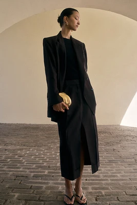 Linen-Blend Skirt