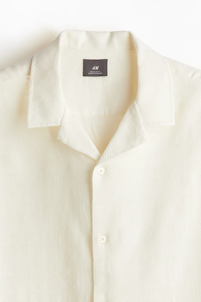 Regular Fit Jacquard-weave Resort Shirt