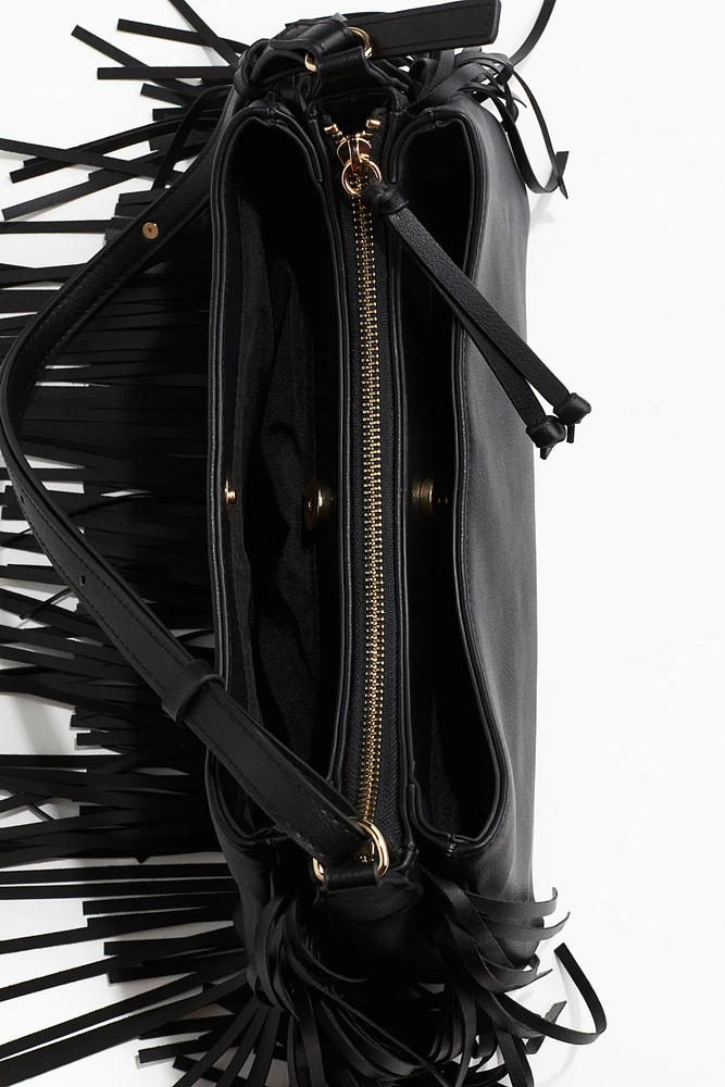 Fringe-Trimmed Shoulder Bag