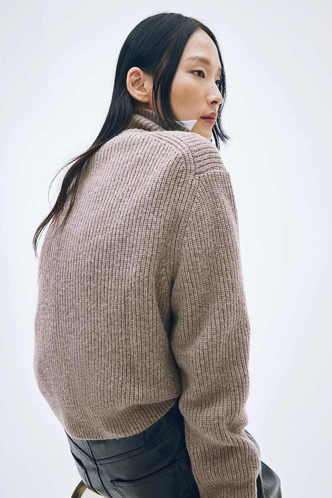 Rib-Knit Turtleneck Sweater