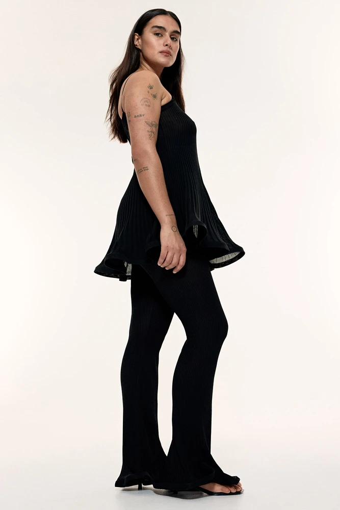 Silk-Blend Rib-Knit Pants