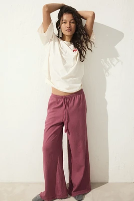 Linen-Blend Drawstring Pants
