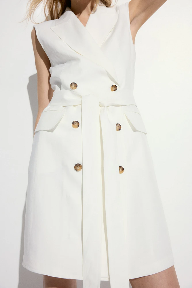 Linen-blend Jacket Dress