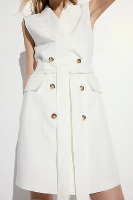 Linen-blend Jacket Dress