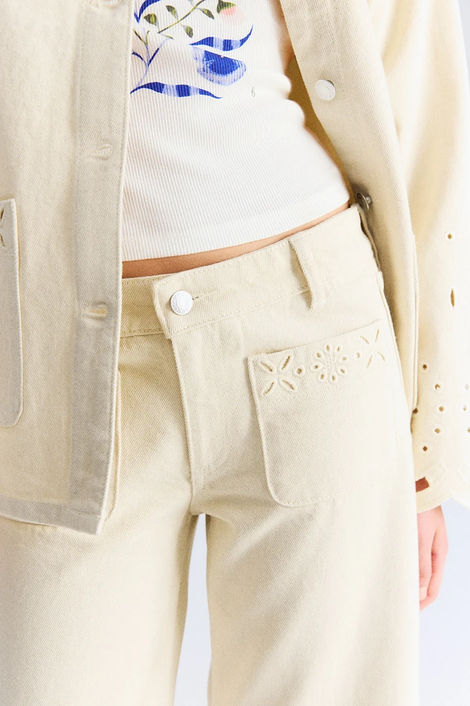 Ankle Jeans with Eyelet Embroidery