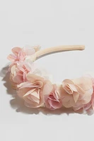 Satin Hairband with Flowers