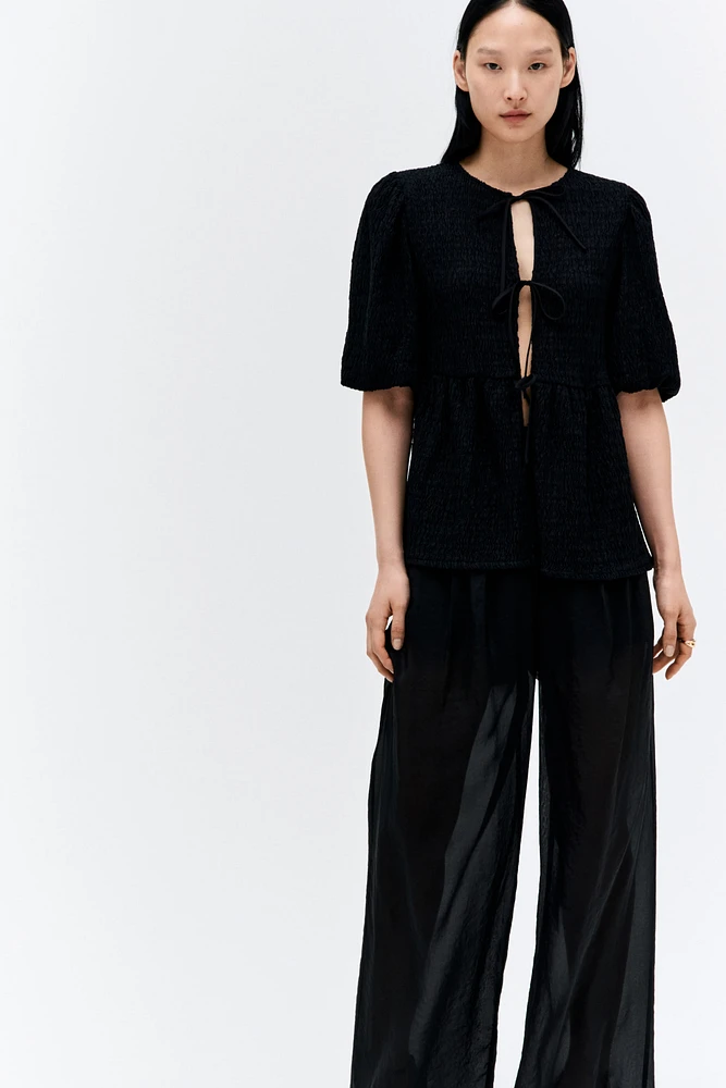 Tie-Front Peplum Top