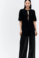 Tie-Front Peplum Top