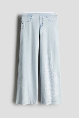Wide-Leg Denim-Look Pants