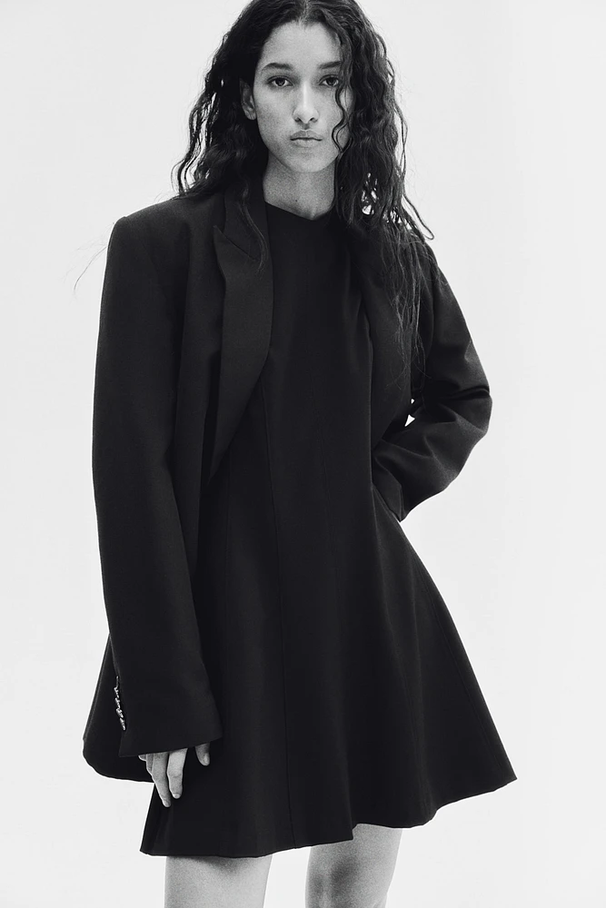 Flared-Skirt Twill Dress