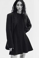 Flared-Skirt Twill Dress