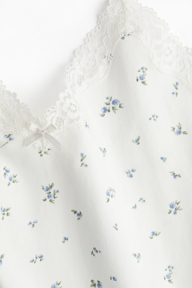Lace-Trimmed Cotton Bodysuit