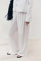 Pantalon large avec broderie anglaise