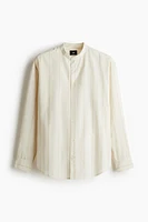 Regular-Fit Linen-Blend Band-Collar Shirt