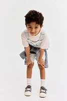 Printed-Motif Overall Shorts