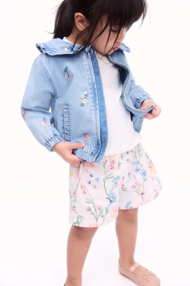 Embroidered-Detail Denim Jacket