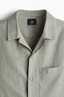 Regular-Fit Short-Sleeved Linen-Blend Shirt