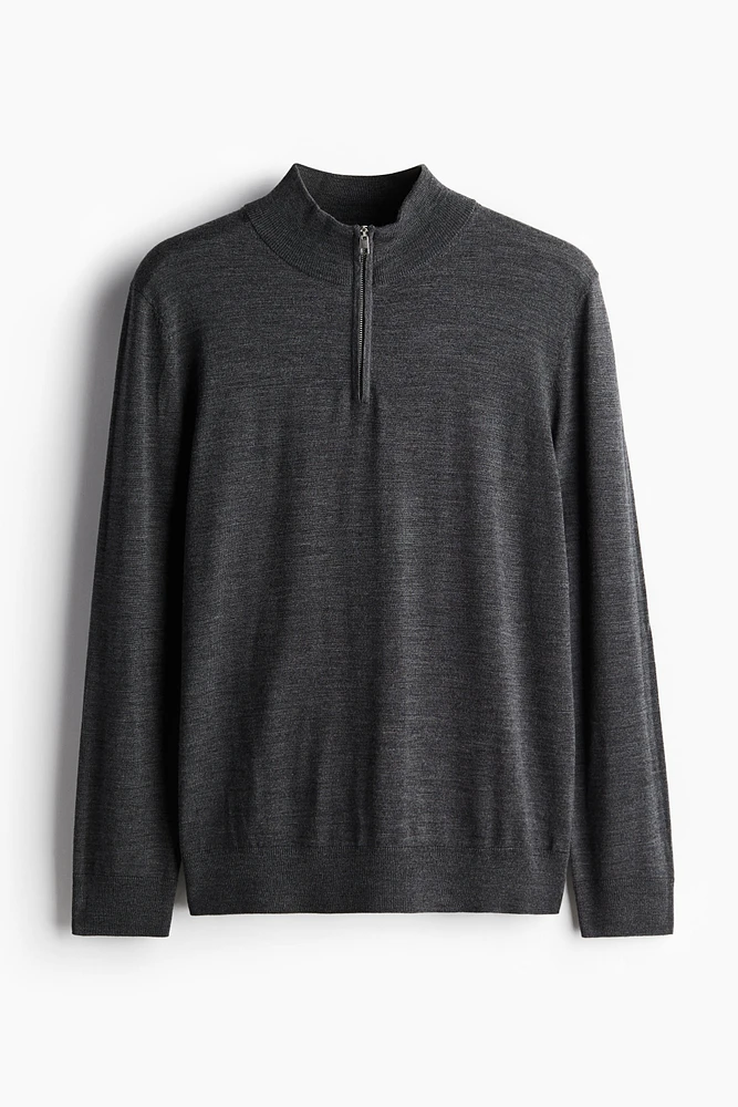 Slim Fit Half-Zip Merino Wool Sweater