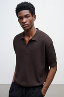 Regular-Fit Cable-Knit Polo Shirt