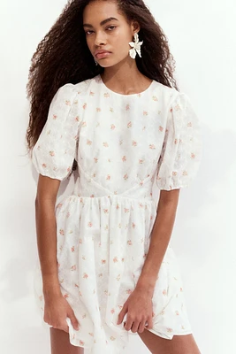 Embroidered Open-Back Dress