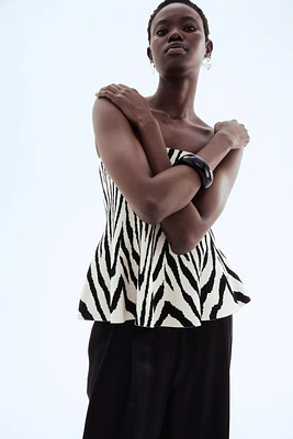 Jacquard-Knit Peplum Top