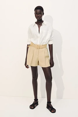 Belted Twill Shorts