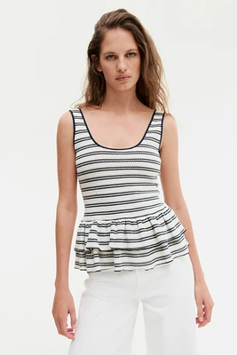 Textured-Knit Peplum Tank Top