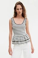 Textured-Knit Peplum Tank Top