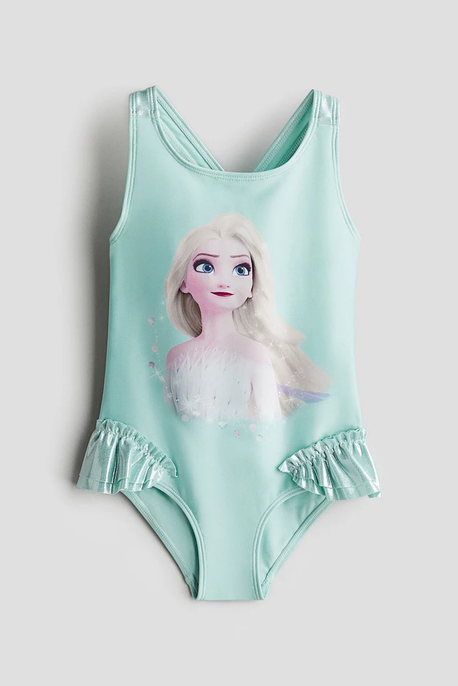 Printed Ruffle-Trimmed Swimsuit