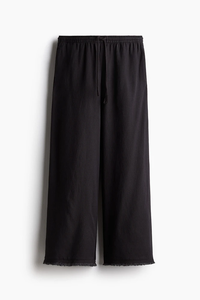 Linen-Blend Drawstring Pants