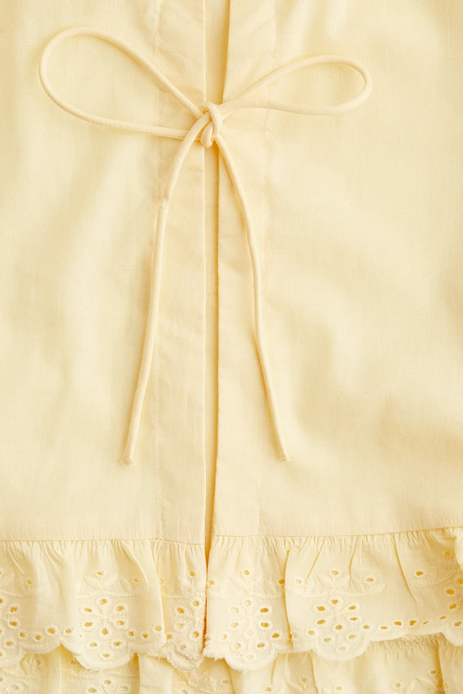Ruffle-Trimmed Cotton Blouse