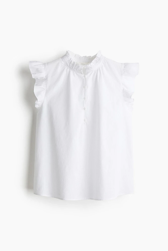 Linen-Blend Blouse