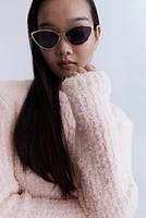 Fluffy Knit Sweater with Shoulder Pads