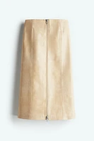 Coated Zip-Front Skirt