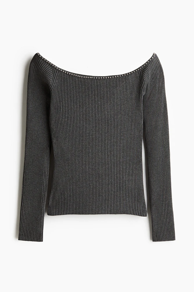 Bead-Detail Off-the-Shoulder Top
