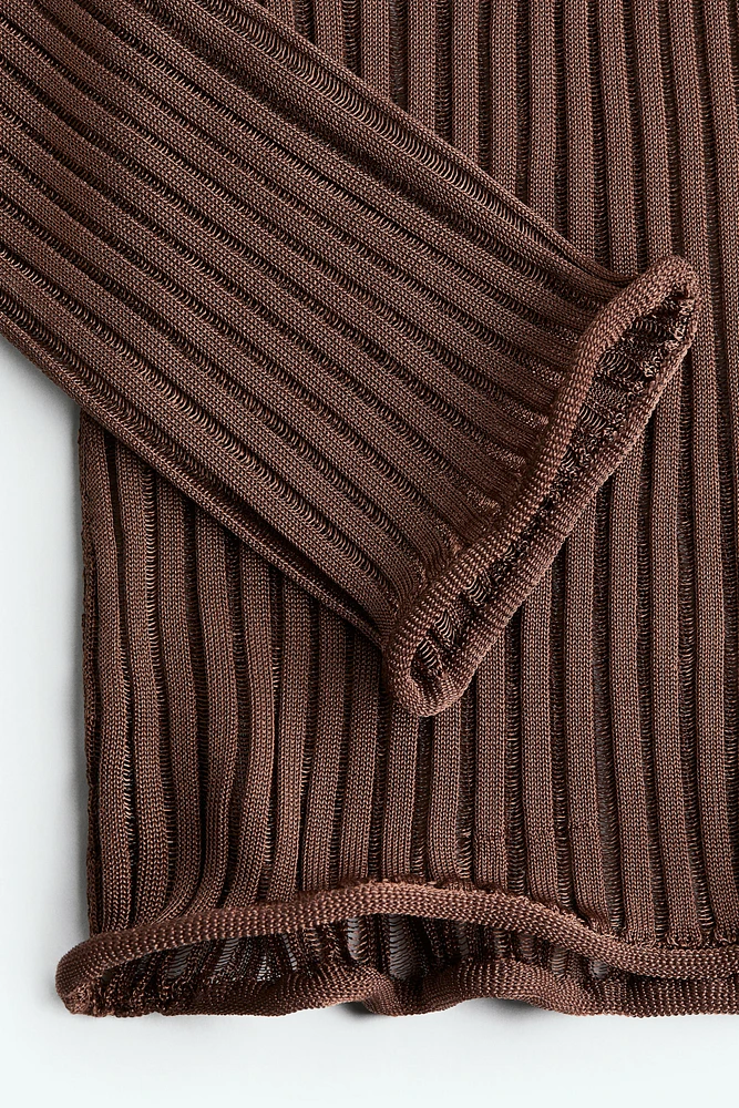 Sheer Rib-Knit Top