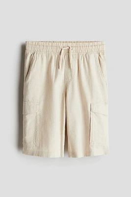 Linen-Blend Cargo Shorts