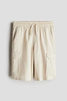 Linen-Blend Cargo Shorts