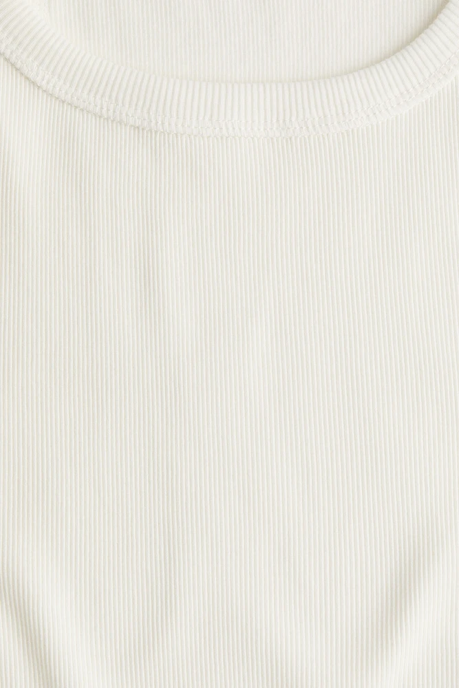 Silk-Blend Ribbed Thong Bodysuit