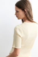 Linen-Blend Rib-Knit T-Shirt