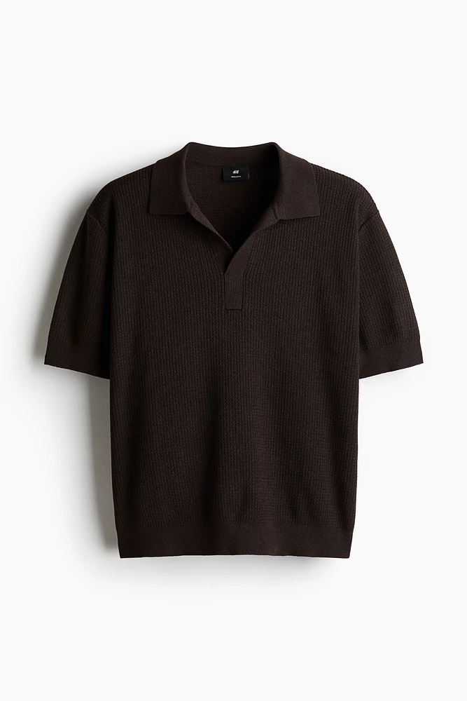Regular-Fit Cable-Knit Polo Shirt
