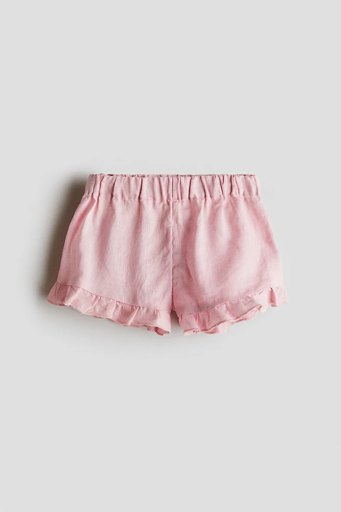 Ruffled Linen Shorts